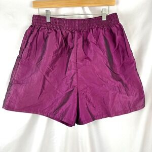 Vintage 90s Shiny Purple Nylon Running Athletic Shorts Pacific Connections XL